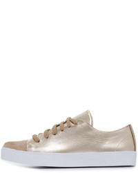 goldene Leder niedrige Sneakers