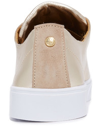 goldene Leder niedrige Sneakers