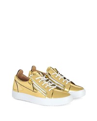 goldene Leder niedrige Sneakers von Giuseppe Zanotti