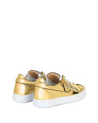 goldene Leder niedrige Sneakers von Giuseppe Zanotti