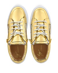 goldene Leder niedrige Sneakers von Giuseppe Zanotti