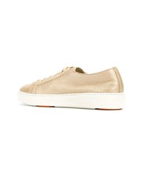 goldene Leder niedrige Sneakers von Santoni