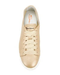 goldene Leder niedrige Sneakers von Santoni