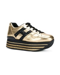 goldene Leder niedrige Sneakers von Hogan