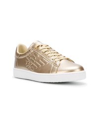 goldene Leder niedrige Sneakers von Ea7 Emporio Armani