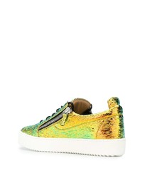 goldene Leder niedrige Sneakers von Giuseppe Zanotti