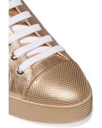goldene Leder niedrige Sneakers von Prada