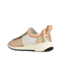 goldene Leder niedrige Sneakers von Sergio Rossi