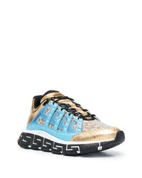 goldene Leder niedrige Sneakers von Versace