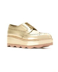 goldene Leder Oxford Schuhe von Prada