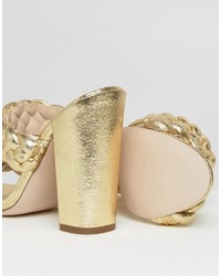 goldene Leder Pantoletten von Asos