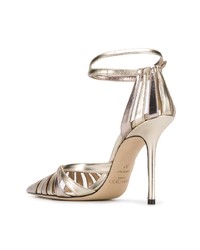 goldene Leder Pumps mit Ausschnitten von Jimmy Choo