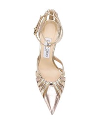 goldene Leder Pumps mit Ausschnitten von Jimmy Choo