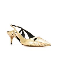 goldene Leder Pumps mit Schlangenmuster von Alexandre Birman