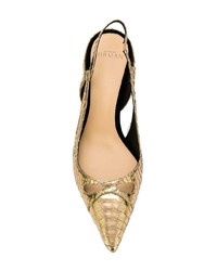 goldene Leder Pumps mit Schlangenmuster von Alexandre Birman