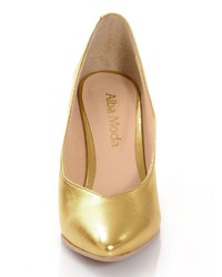 goldene Leder Pumps von Alba Moda