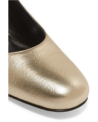 goldene Leder Pumps von Saint Laurent