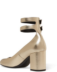 goldene Leder Pumps von Saint Laurent