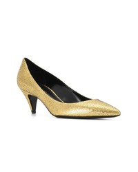 goldene Leder Pumps von Saint Laurent