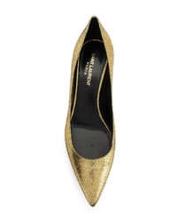 goldene Leder Pumps von Saint Laurent