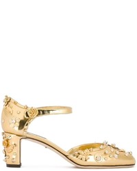goldene Leder Pumps von Dolce & Gabbana