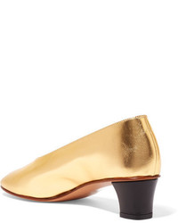 goldene Leder Pumps von Martiniano