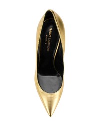 goldene Leder Pumps von Saint Laurent