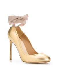 goldene Leder Pumps von Francesco Russo