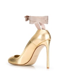 goldene Leder Pumps von Francesco Russo