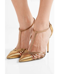 goldene Leder Pumps von Sarah Jessica Parker