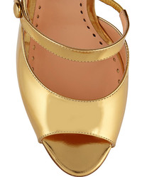 goldene Leder Pumps von Rupert Sanderson