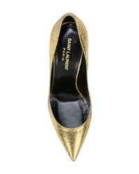 goldene Leder Pumps von Saint Laurent