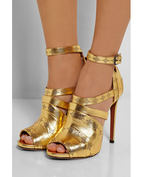 goldene Leder Sandaletten von Alaia