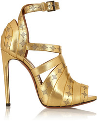 goldene Leder Sandaletten von Alaia