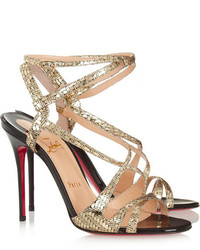 goldene Leder Sandaletten von Christian Louboutin