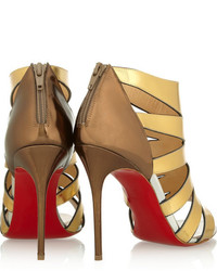 goldene Leder Sandaletten von Christian Louboutin