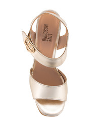 goldene Leder Sandaletten von Love Moschino