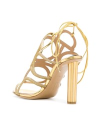 goldene Leder Sandaletten von Salvatore Ferragamo