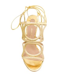 goldene Leder Sandaletten von Salvatore Ferragamo