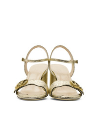goldene Leder Sandaletten von Gucci