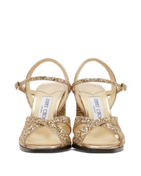 goldene Leder Sandaletten von Jimmy Choo