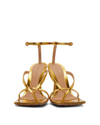 goldene Leder Sandaletten von Bottega Veneta