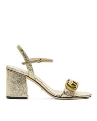 goldene Leder Sandaletten von Gucci