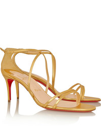 goldene Leder Sandaletten von Christian Louboutin