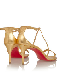 goldene Leder Sandaletten von Christian Louboutin