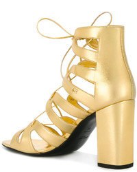 goldene Leder Sandaletten von Saint Laurent