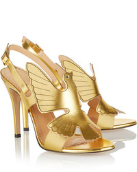 goldene Leder Sandaletten von Charlotte Olympia