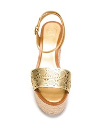 goldene Leder Sandaletten von Tory Burch
