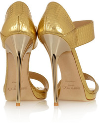 goldene Leder Sandaletten von Jimmy Choo