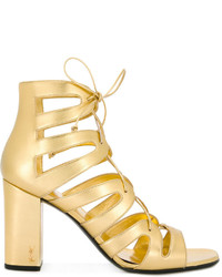 goldene Leder Sandaletten von Saint Laurent